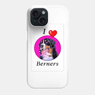 I LOVE BERNERS CARTOON FUCHSIA Phone Case