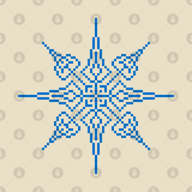 Pixel Blue Holiday Snowflake by gkillerb