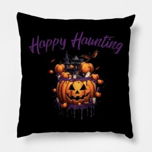 Happy halloween, pumpkin, haunted house Pillow