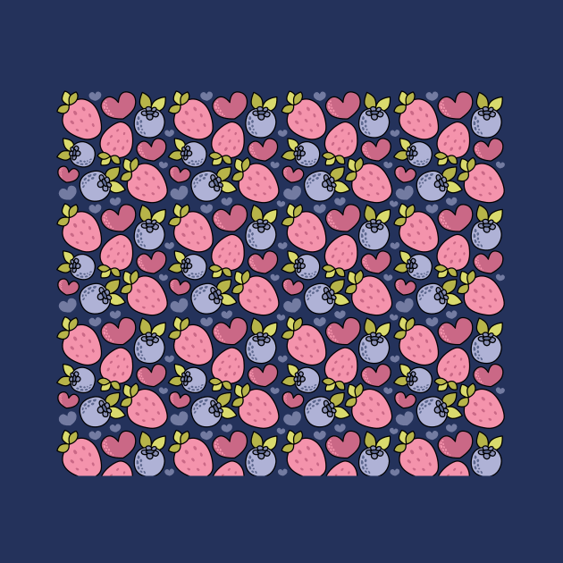 Cute Blueberry and Strawberry Heart Pattern by toddsimpson