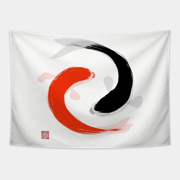 Yin Yang Fish Tapestry by Huluhua