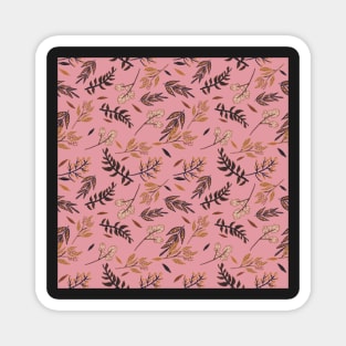 Leaves and Twigs Woodland Pattern Magnet