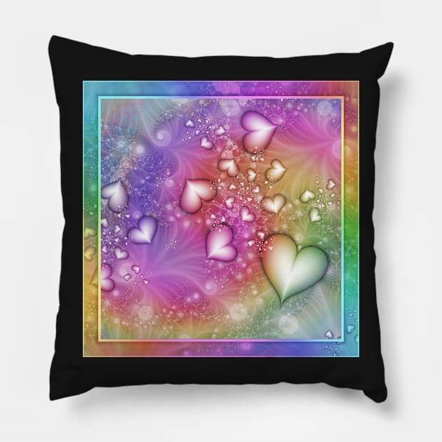 Rainbow Love Fractal Pillow by KirstenStar 