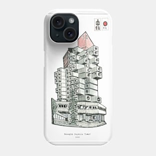 Nagakin Capsule Tower Tokyo Japan Pen and Ink Illustration Phone Case