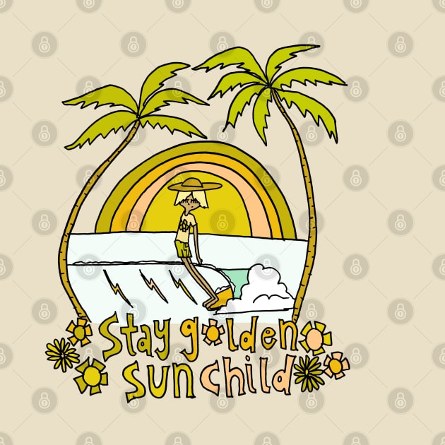 stay golden sun child retro surf art by surfy birdy by surfybirdy