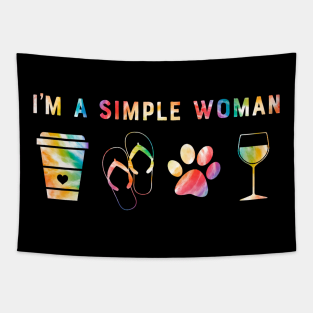 I'm a Simple Woman Coffee Slippers Animals Wine Tapestry