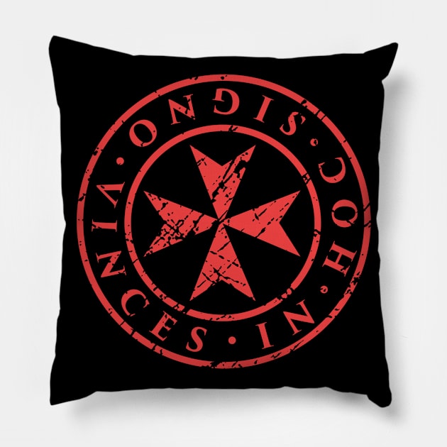 In Hoc Signo Vinces | Knights Templar Maltese Cross Pillow by Wizardmode