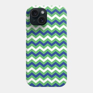 Kelly Green Royal Blue and White Chevron Zigzag Pattern Phone Case