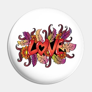 Love word with floral decoration Pin