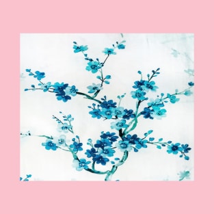 Blue Flowers with White Background T-Shirt