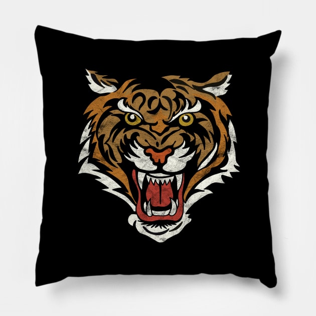 Game Day Tiger Vintage-Style Team Spirit Mascot Pillow by SilverLake