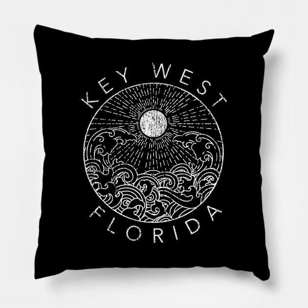 Key West Beach Florida Vacation Ocean Retro Souvenir Pillow by grendelfly73