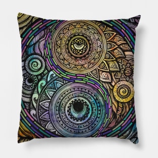 Trippy Yin yang mandala Pillow