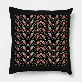 Australian Christmas - Rainbow Lorikeets and Bottlebrush Flowers Pillow