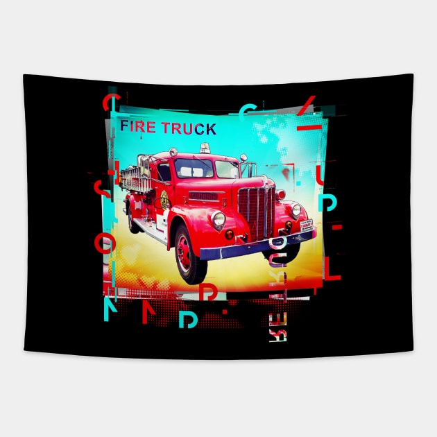 Old Fire Truck Tapestry by remixer2020