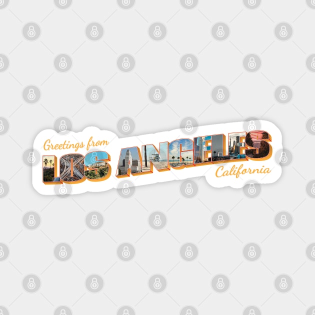 Greetings from Los Angeles in California Vintage style retro souvenir Magnet by DesignerPropo