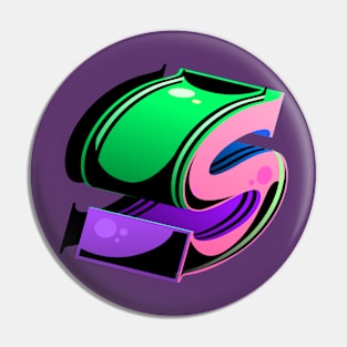 S in green and pink Pin