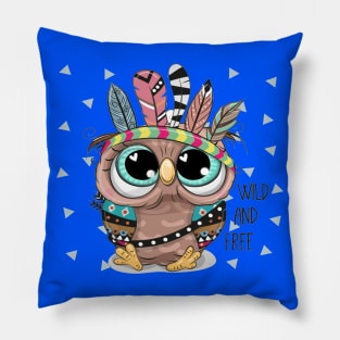 Cute Cartoon tribal Owl with feathers Pillow