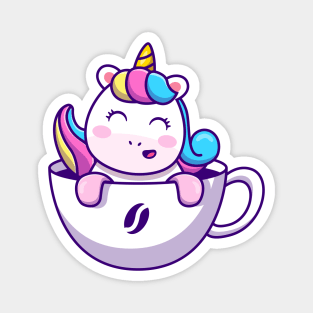 Cute Unicorn In Cup Coffee Magnet