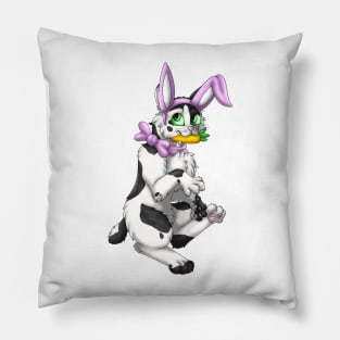 Bobtail BunnyCat: Black Bicolor (Pink) Pillow