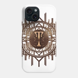 letter t monogram art deco pattern in antique golden glamour alphabet initial elegance Phone Case