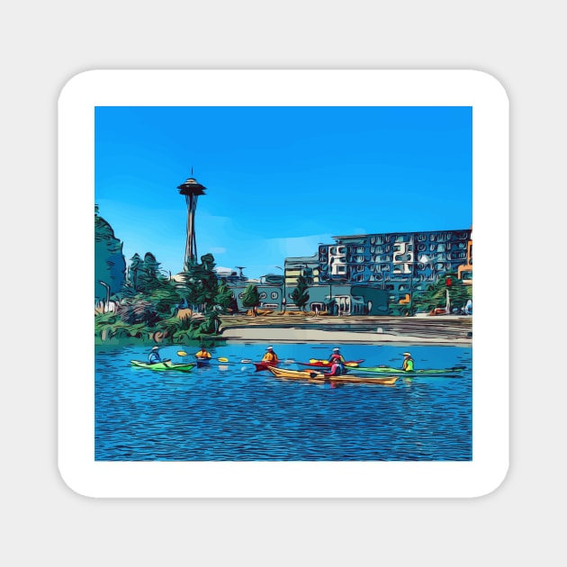 Seattle waterfront Magnet by WelshDesigns