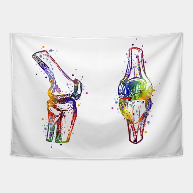 Knee Joint Anatomy Watercolor Painting Tapestry by LotusGifts