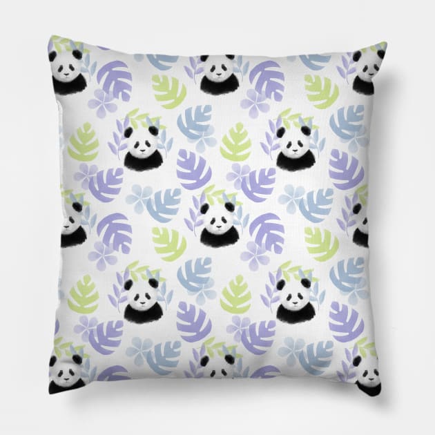 Honeydew, Lilac, and Sky Blue Panda Pattern - 1000Pandas by Amanda Roos Pillow by 1000 Pandas