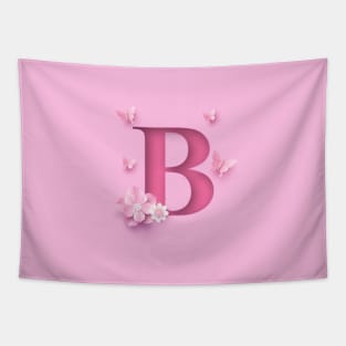 B Letter Personalized, Pink Minimal Cute Design, Birthday Gift, Christmas Gift, Tapestry