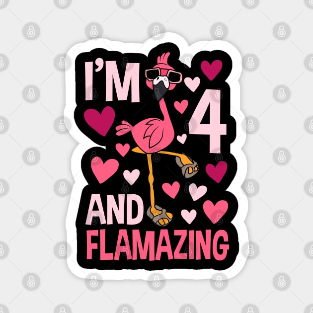 I'm 4 And Flamazing Flamingo Magnet by Tesszero