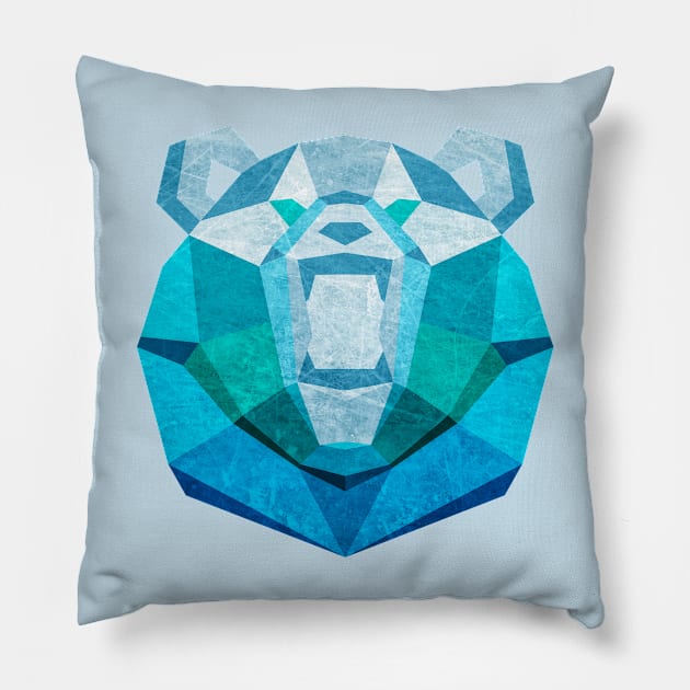 Icy Geometric Polar Bear Pillow by PawkyBear