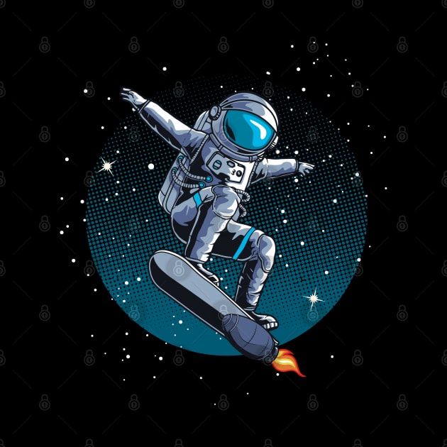 Astronaut skateboarding in space by Danemilin