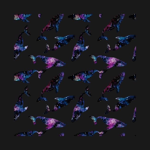 Seamless pattern with cosmic or galaxy whale by Cordata