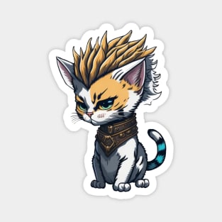 Rock n Roll Metalhead Punk Cat with Mohawk Hairstyle Magnet