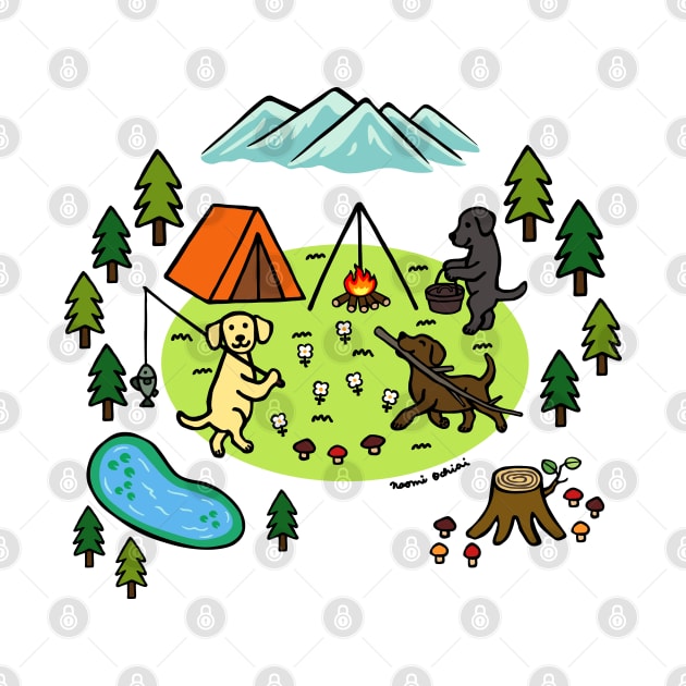 Cute Labrador Retriever Campsite Cartoon by HappyLabradors