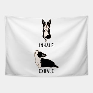 Boston Terrier Inhale Exhale Yoga Pose Tapestry