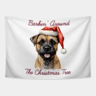 Christmas Border Terrier Dog in Santa Hat Tapestry