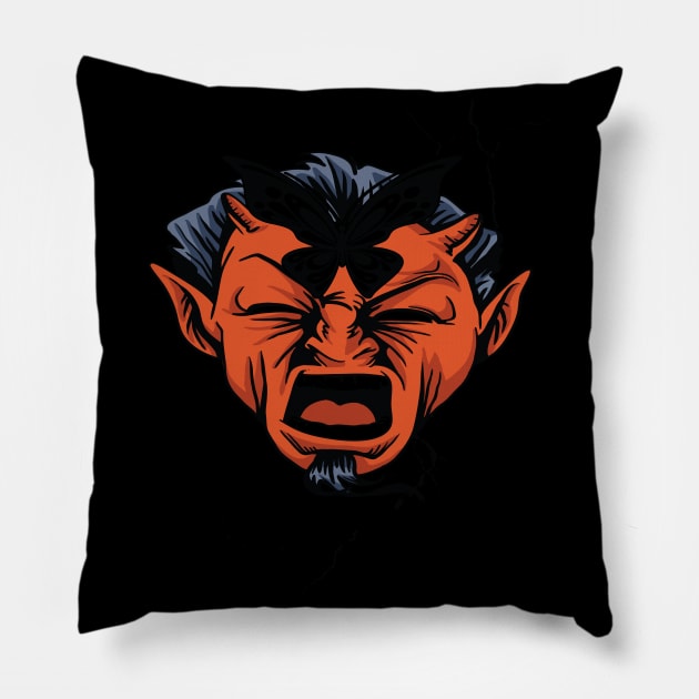 Devil Face Fantasy Pillow by Foxxy Merch