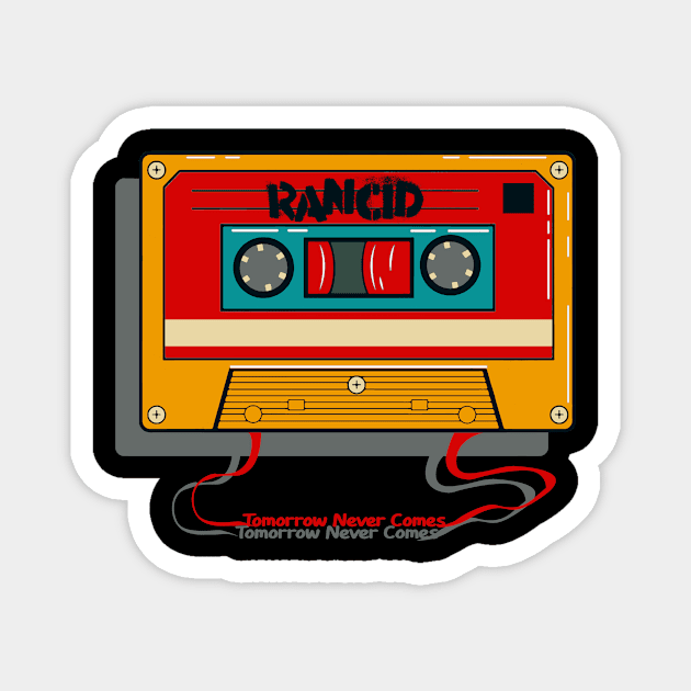 cassette Rancid tomorrow never comes design Magnet by skull yellow