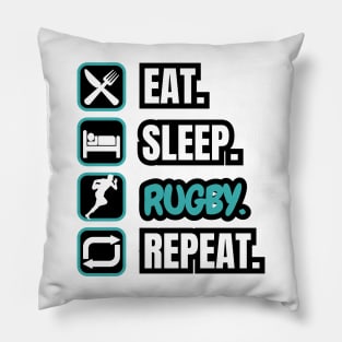 Eat Sleep Rugby Repeat Pillow