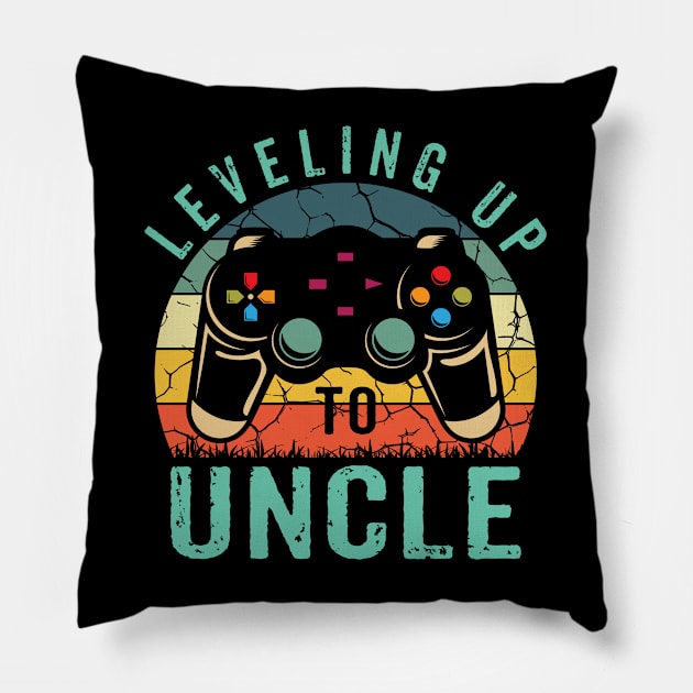 Leveling Up To Uncle Shirt Promoted To Uncle Video Gamer Men Pillow by Sowrav