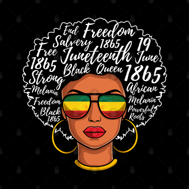 Juneteenth Freedom Day Afro Word Art Black Pride by HCMGift