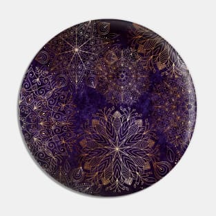 Gold and Purple Boho Floral Mandala Pin