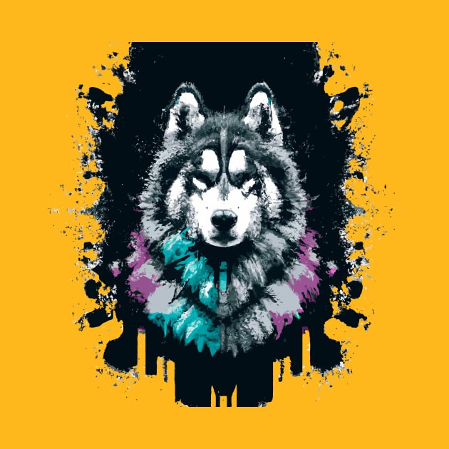 Malamute Watercolor Stencil Artwork by Furrban