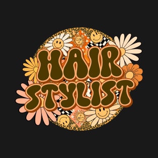 Hair Stylist Retro Groovy Floral T-Shirt