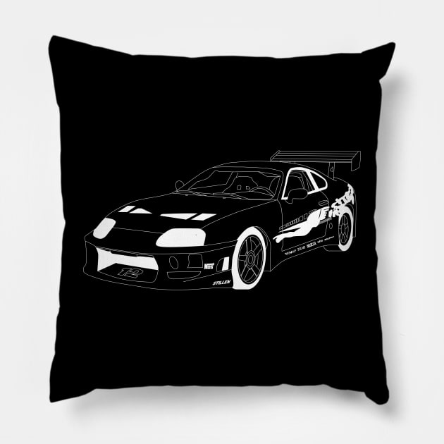 FF Supra MK IV White Outline Pillow by kindacoolbutnotreally