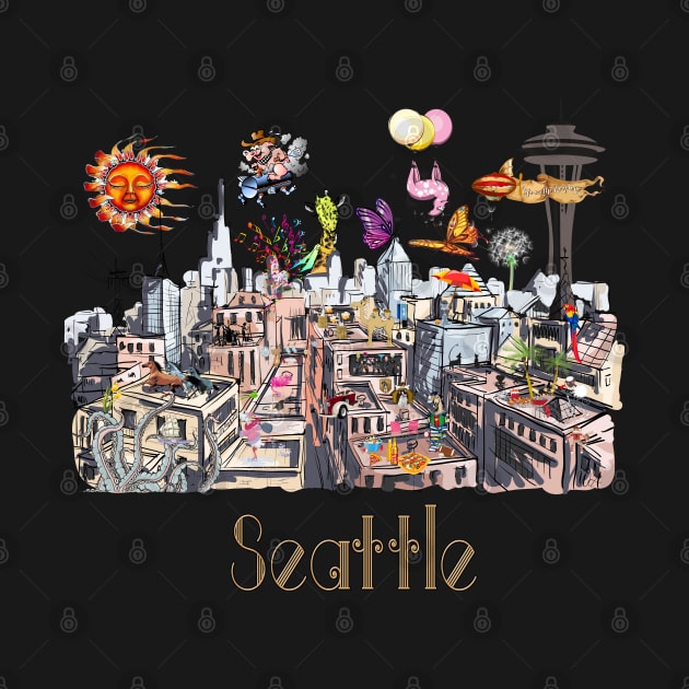 POP ART Crazy City of Seattle by IconicTee