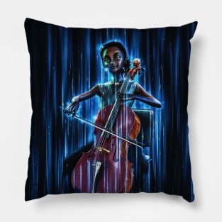 Cute black Cello player Pillow