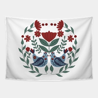 Folk Birds Tapestry