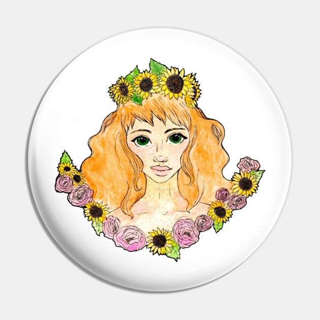 Seasonal flower girls- Summer Pin by Beelixir Illustration